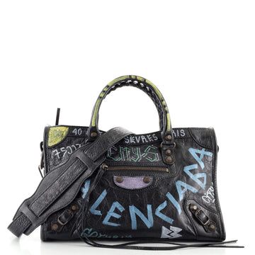 Balenciaga City Graffiti Classic Studs Bag Leather Small