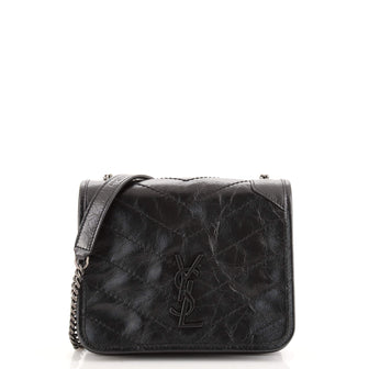 Saint Laurent Niki Chain Wallet Matelasse Chevron Leather