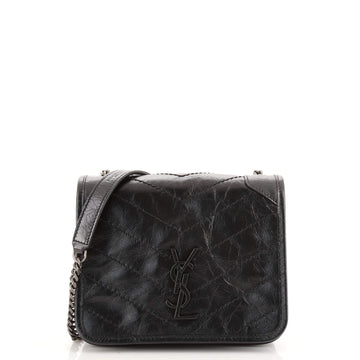 Saint Laurent Niki Chain Wallet Matelasse Chevron Leather