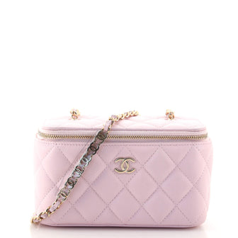 Chanel Tiny CC Link Vanity Case with Chain Quilted Caviar Small