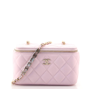 Chanel Tiny CC Link Vanity Case with Chain Quilted Caviar Small