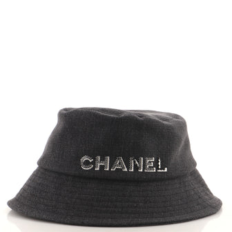 Chanel Logo Letters Bucket Hat Embroidered Denim