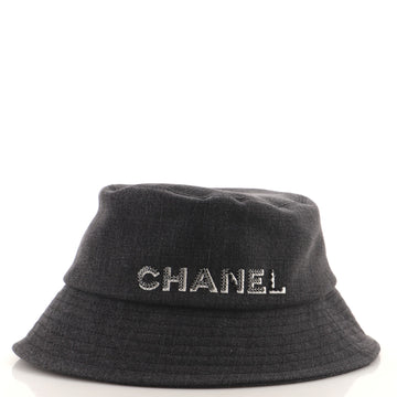 Chanel Logo Letters Bucket Hat Embroidered Denim