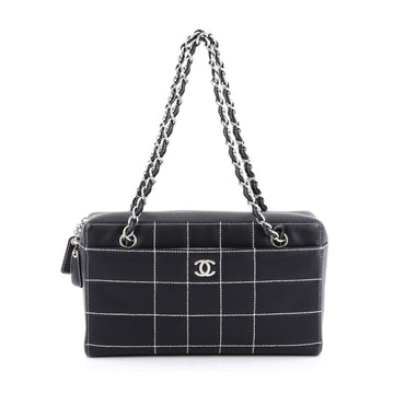 Chanel Chocolate Bar CC Camera Bag Quilted Lambskin Medium black