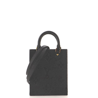 USED Louis Vuitton Black Monogram Empreinte Leather Petit Sac Plat