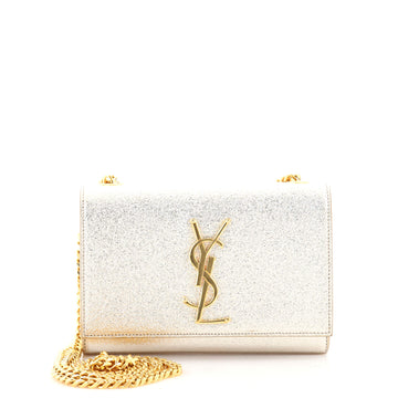 Saint Laurent Classic Monogram Crossbody Bag Metallic Leather Small