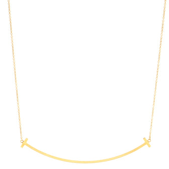 Tiffany & Co. T Smile Pendant Necklace 18K Yellow Gold Large