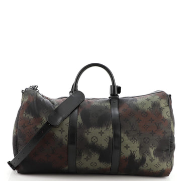 Louis Vuitton Keepall Bandouliere Bag Limited Edition Camouflage Monogram Nylon 50