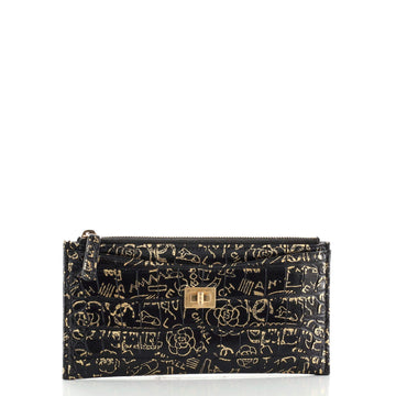 Chanel Reissue 2.55 Zip Pouch Graffiti Crocodile Embossed Calfskin Long