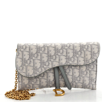 Christian Dior Saddle Chain Wallet Oblique Canvas