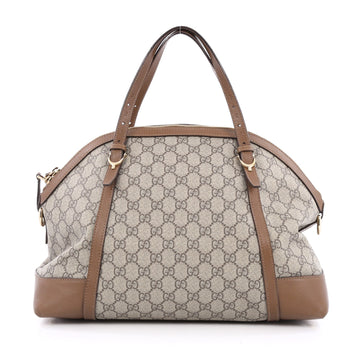 Gucci Nice Top Handle Bag GG Coated Canvas Large Brown