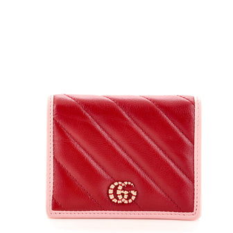 Gucci GG Marmont Flap Card Case Diagonal Quilted Leather