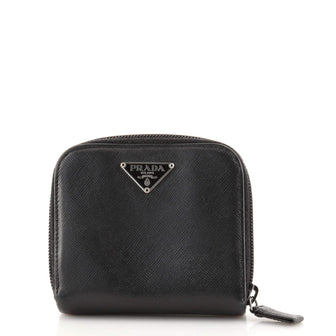 Prada Bifold Zip Around Wallet Saffiano Leather Compact