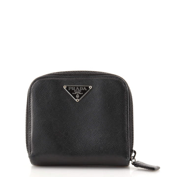 Prada Bifold Zip Around Wallet Saffiano Leather Compact