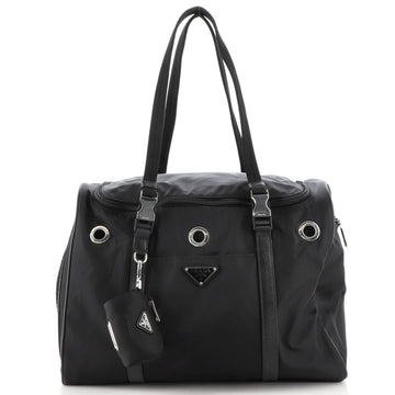 Prada Zip Around Pet Carrier Handbag Tessuto Medium