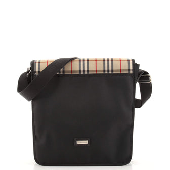 Burberry Front Pocket Flap Messenger Vintage Check Nylon and Nylon Small