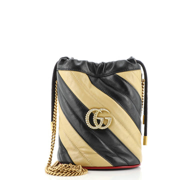 Gucci GG Marmont Bucket Bag Diagonal Quilted Leather Mini