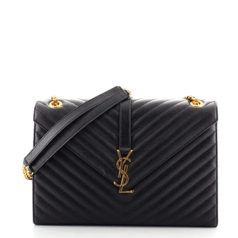 Saint Laurent Classic Monogram Envelope Satchel Matelasse Chevron Leather Large