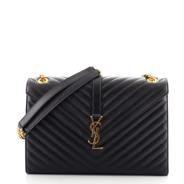 Saint Laurent Classic Monogram Envelope Satchel Matelasse Chevron Leather Large