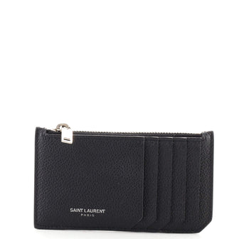 Saint Laurent Fragment Zip Card Holder Leather