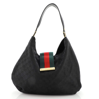 Gucci New Ladies Web Hobo GG Canvas Large