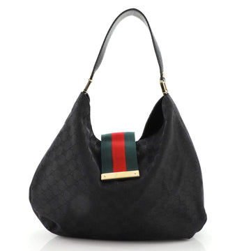 Gucci New Ladies Web Hobo GG Canvas Large
