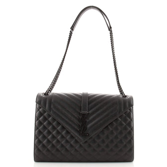 Saint Laurent Classic Monogram Envelope Satchel Mixed Matelasse Leather Large