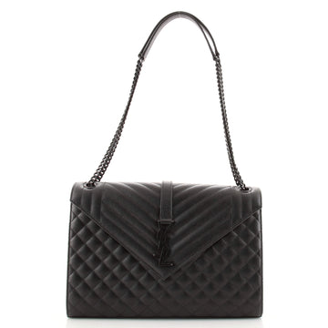 Saint Laurent Classic Monogram Envelope Satchel Mixed Matelasse Leather Large