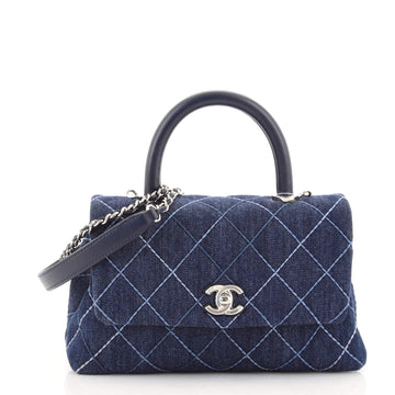 Chanel Coco Top Handle Bag Quilted Denim Mini
