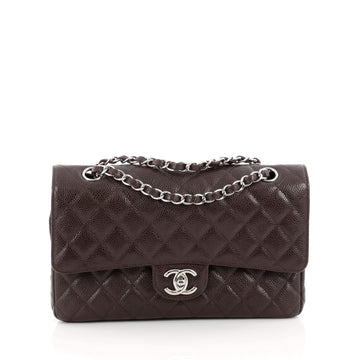 Chanel Classic Double Flap Bag Quilted Caviar Medium Brown