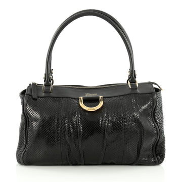 Gucci D Gold Tote Python Medium Black