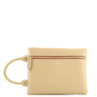 Burberry One Handle Zip Pocket Clutch Leather