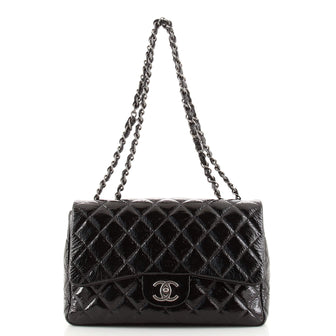 Chanel Vintage Classic Single Flap Bag Quilted Patent Jumbo
