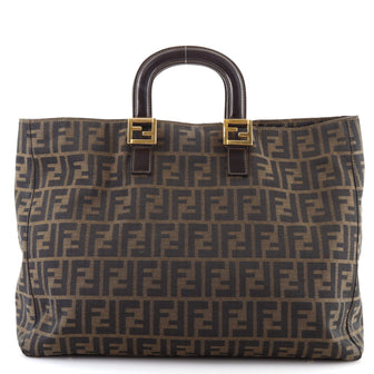 Fendi Vintage FF Handle Tote Zucca Canvas Large