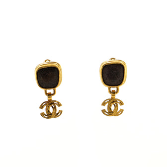 Chanel Vintage CC Drop Clip-On Earrings Metal and Stones