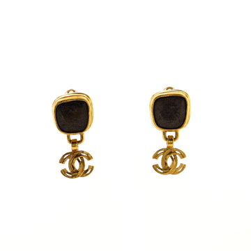 Chanel Vintage CC Drop Clip-On Earrings Metal and Stones