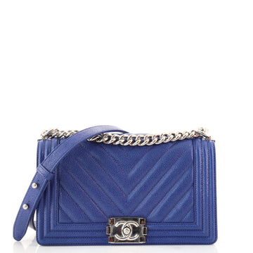 Chanel Boy Flap Bag Chevron Caviar Old Medium