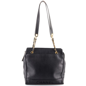 Chanel Vintage Logo Chain Tote Caviar Large