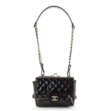 Chanel Twin Chain Shoulder Bag Quilted Patent and Lace