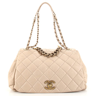 Chanel Pondichery Flap Bag Quilted Aged Calfskin Large