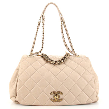 Chanel Pondichery Flap Bag Quilted Aged Calfskin Large