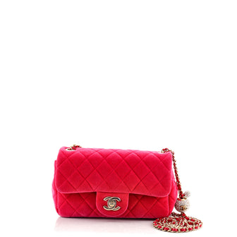 Chanel Pearl Crush Flap Bag Quilted Velvet with Crystal Detail Mini