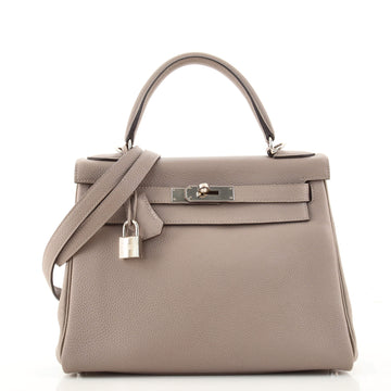 Hermes Kelly Handbag Grey Togo with Palladium Hardware 28