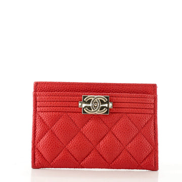 Chanel Boy Card Holder Quilted Caviar