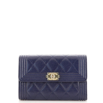 Chanel Boy Flap Wallet Quilted Caviar Small