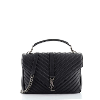 Saint Laurent Classic Monogram College Bag Matelasse Chevron Leather Large
