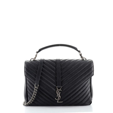 Saint Laurent Classic Monogram College Bag Matelasse Chevron Leather Large