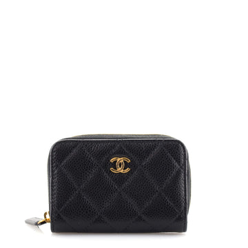 Chanel CC Zip Coin Purse Quilted Caviar Small