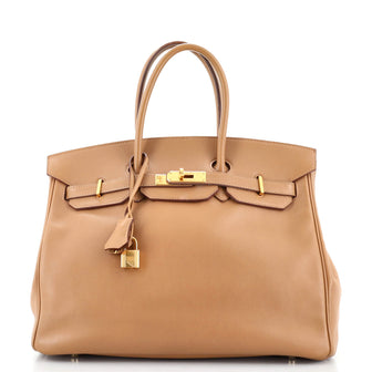 Hermes Birkin Handbag Brown Swift with Gold Hardware 35