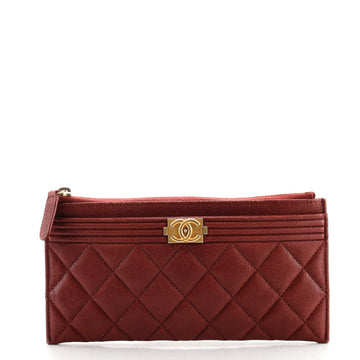 Chanel Boy Zip Pouch Quilted Caviar Long